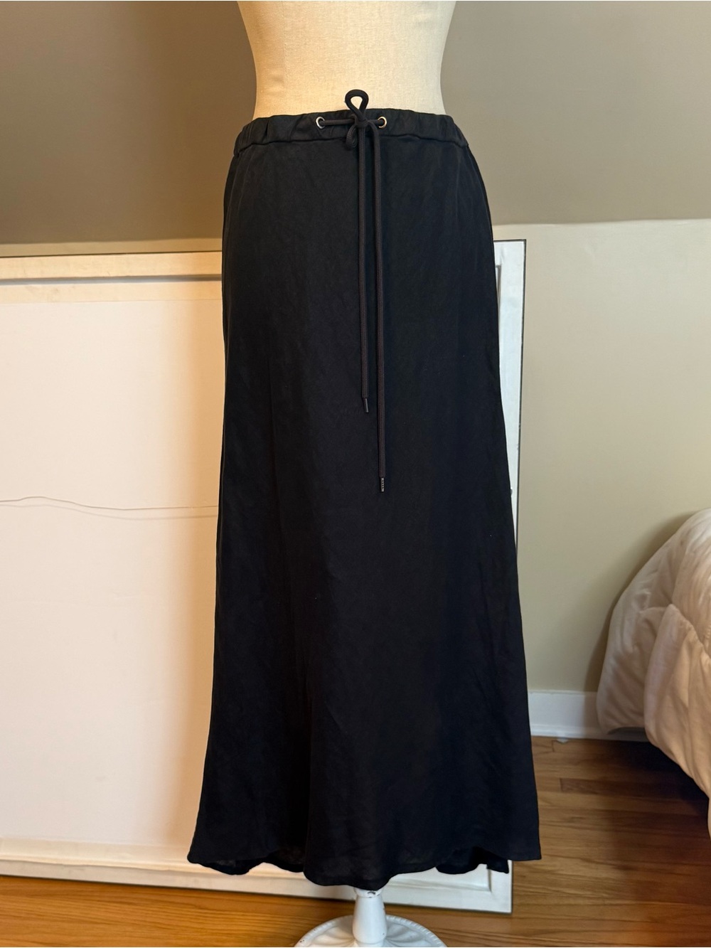 James Perse black linen midi skirt NWT